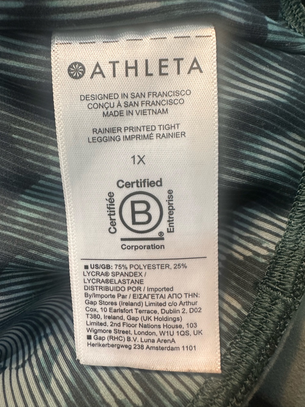 Athleta High Rise Rainier Green and Gray Floral Print with Pockets Size 1X - Picture 5 of 7